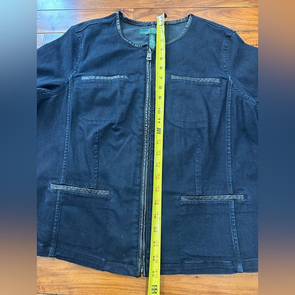 LRL Ralph Lauren Jeans Co Denim Blue Jean Jacket Blazer Faux Leather Trim 16 - Picture 6 of 7